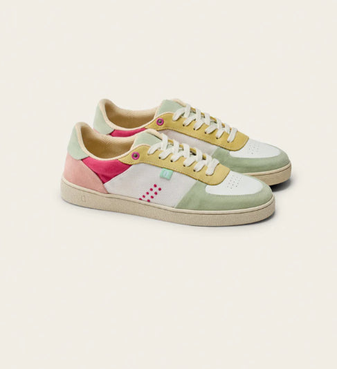 Basket MARIE Vert Blanc Jaune  ODAJE ex M MOUSTACHE