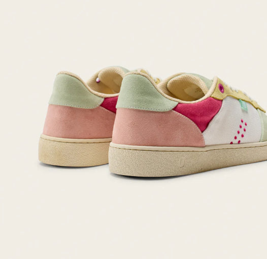 Basket MARIE Vert Blanc Jaune  ODAJE ex M MOUSTACHE