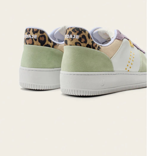 Basket MAXENCE Suède et Mesh Vert Blanc Lilas  ODAJE ex M MOUSTACHE!