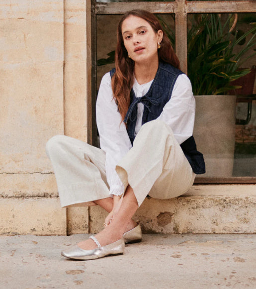 Ballerine SERRA cuir plissé argenté  ODAJE ex M MOUSTACHE Reste 37 et 38 !