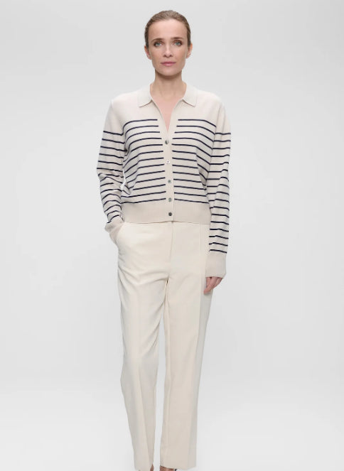 Cardigan Polo en cachemire/ laine à rayures ZENGGI