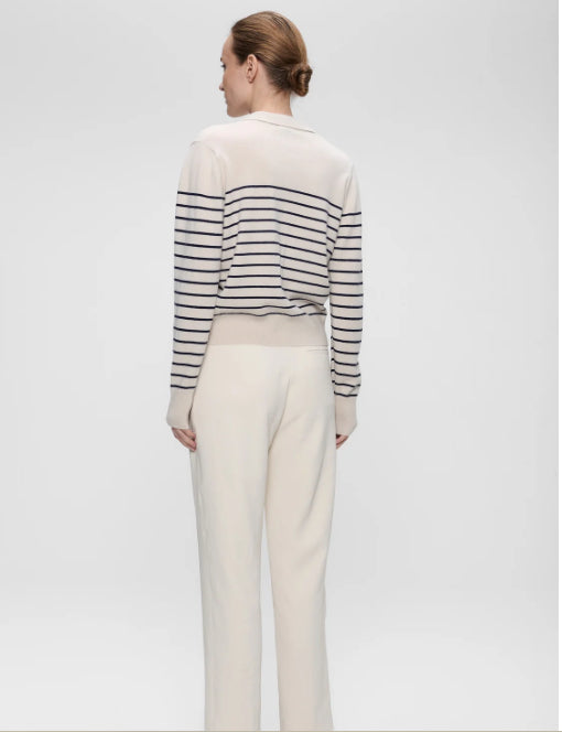 Cardigan Polo en cachemire/ laine à rayures ZENGGI