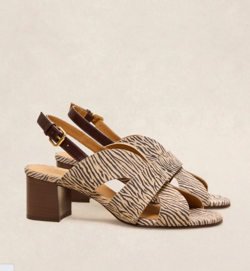 Sandale N° 551 cuir Imprimé Zèbre clair RIVECOUR Reste T37 !