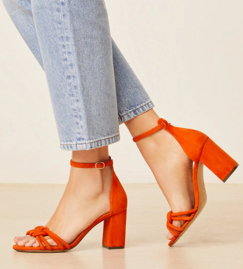 Sandale en cuir N° 191 Suède Orange RIVECOUR