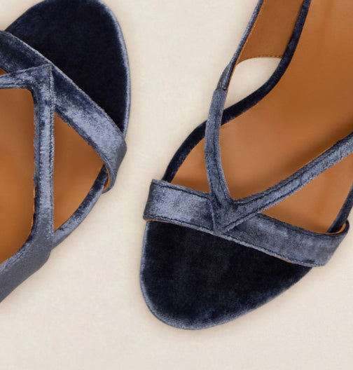 Sandale N° 798 en Velours Denim RIVECOUR