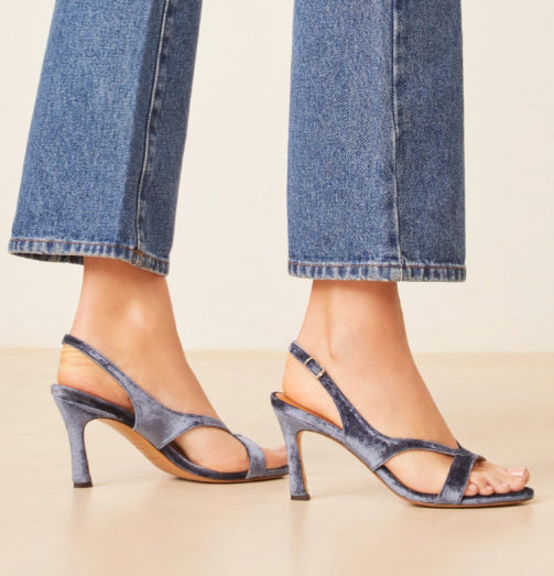 Sandale N° 798 en Velours Denim RIVECOUR