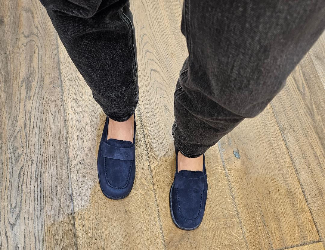 Mocassin D1000 en daim bleu marine  ELLA (Italie)