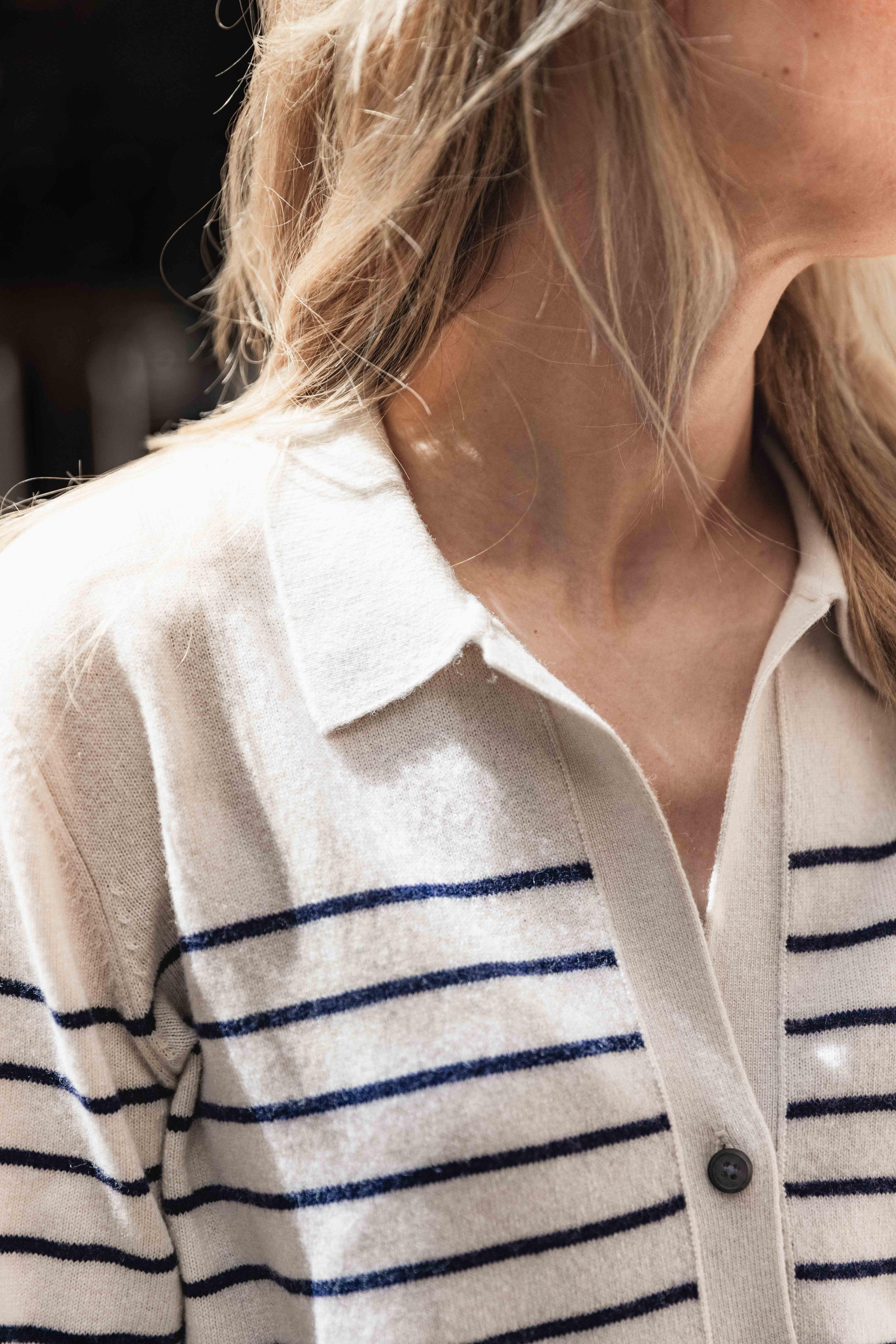 Cardigan Polo en cachemire/ laine à rayures ZENGGI