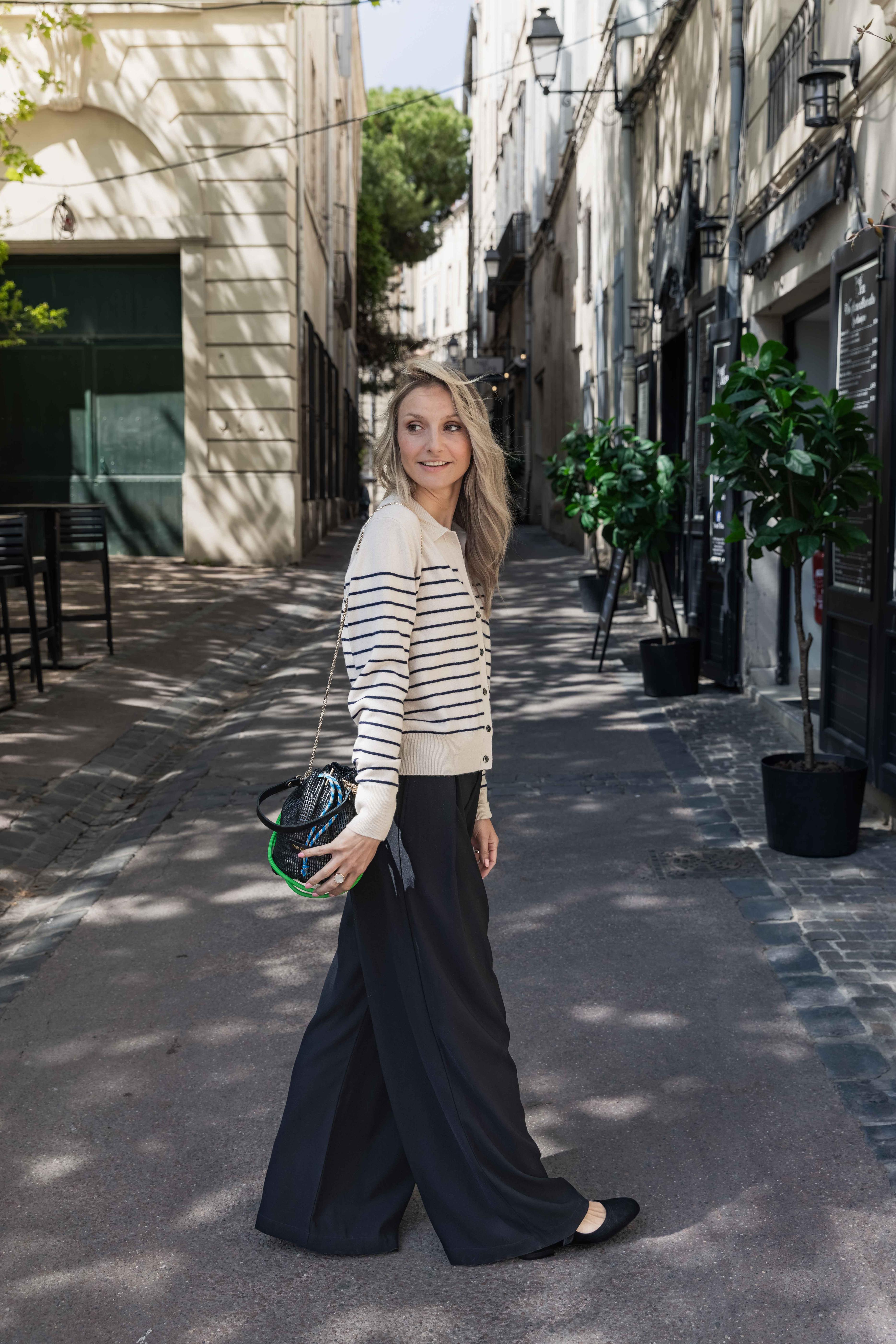 Cardigan Polo en cachemire/ laine à rayures ZENGGI