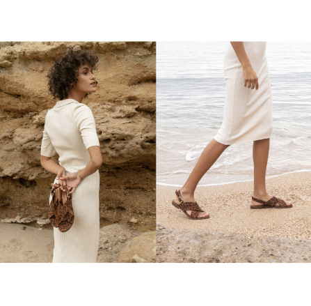 Sandale AXELLE cuir velours Léopard  MAISON TOUFET