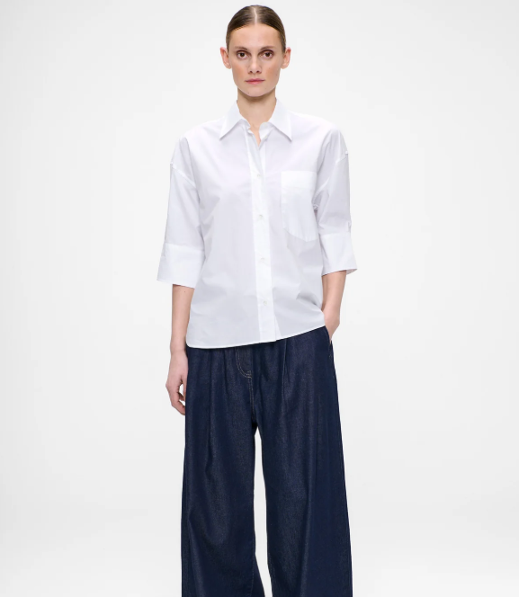 Chemise blanche à manches courtes Popeline de Coton ZENGGI X04-1015