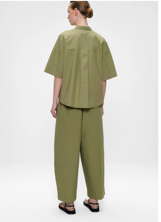 Chemise KAKI à manches courtes Popeline de Coton ZENGGI X04-1031
