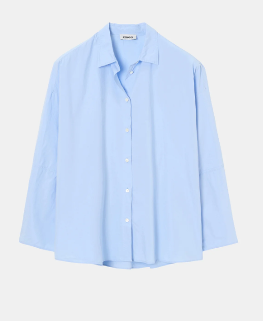 Chemise couleur bleu à manches larges Popeline de Coton ZENGGI X04-1017