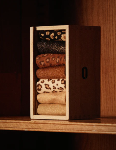 Semainier - Lot de 7 chaussettes Léopard et Paillettes  femme - ODAJE ex. M MOUSTACHE