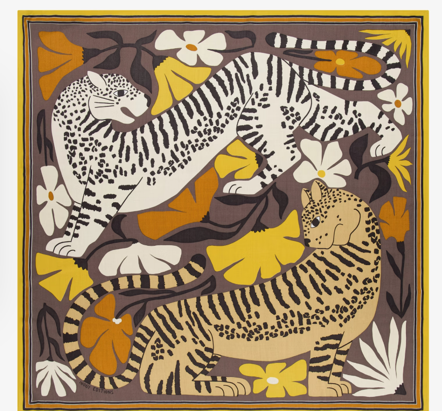 Carré  de soie 100 X 100 PANTEO Mordoré  Inoui Editions