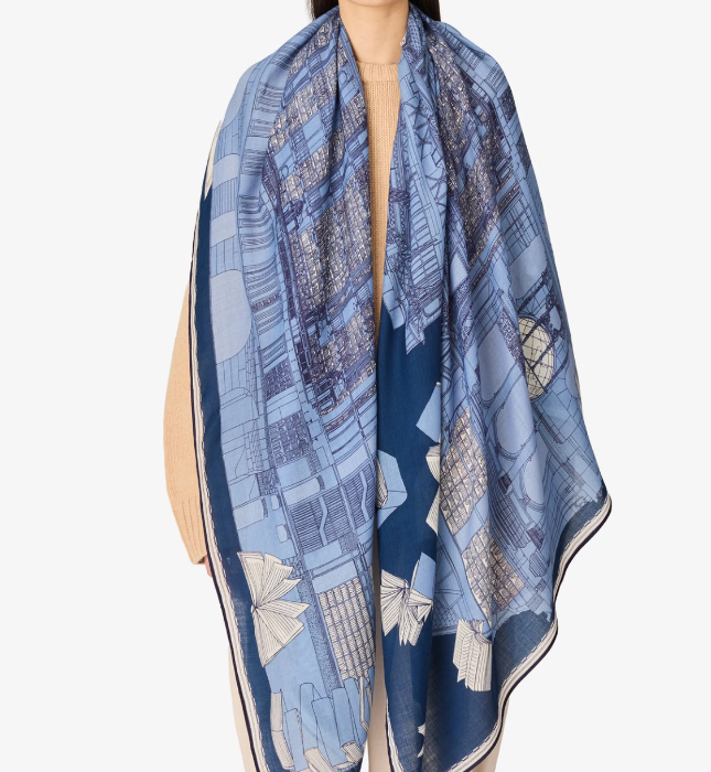 Etole en laine 100 x 190 VIVIENNE Bleu  INOUI EDITIONS