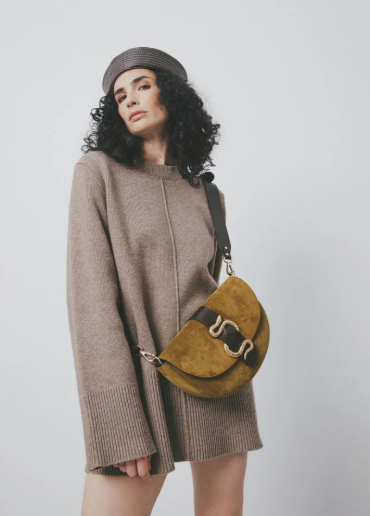 Sac en cuir  GABIE CRUSH Bonze Choco HERBERT FRERE SOEUR