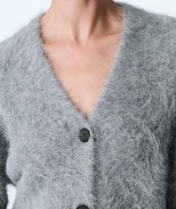 Cardigan en Alpaga doux Gris Y03-1010 ZENGGI