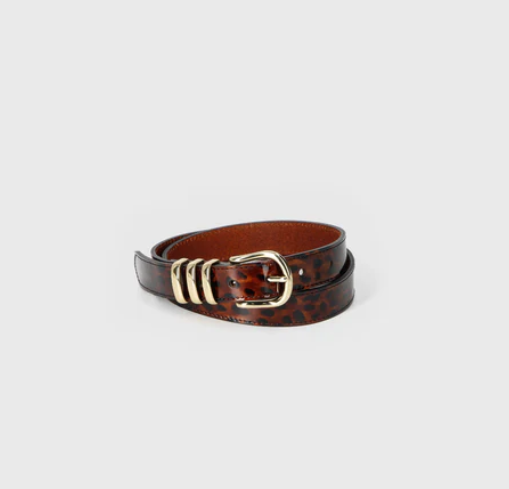 Ceinture IENA  en cuir  Ecaille de Tortue HERBERT FRERE SOEUR