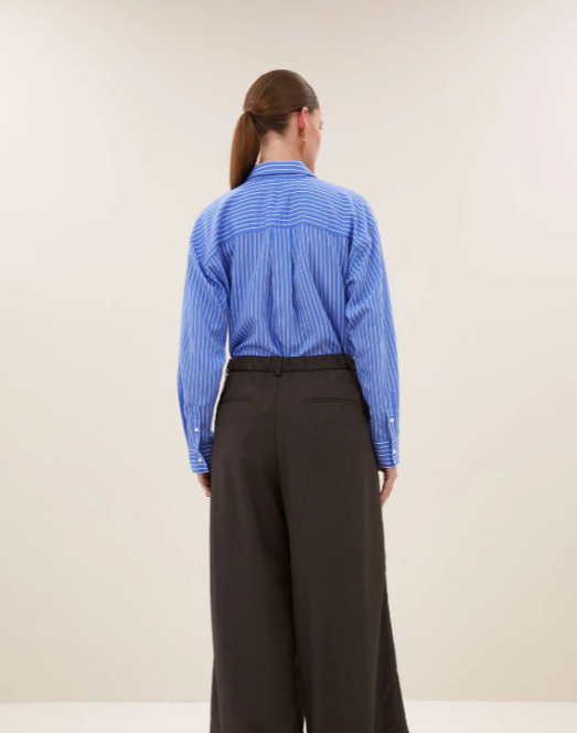 Chemise Lise à fines rayures bleues et blanches BY BAR