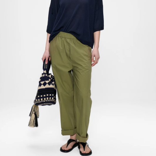 Pantalon SOPHIE en popeline de coton  Kaki ZENGGI X05-1024