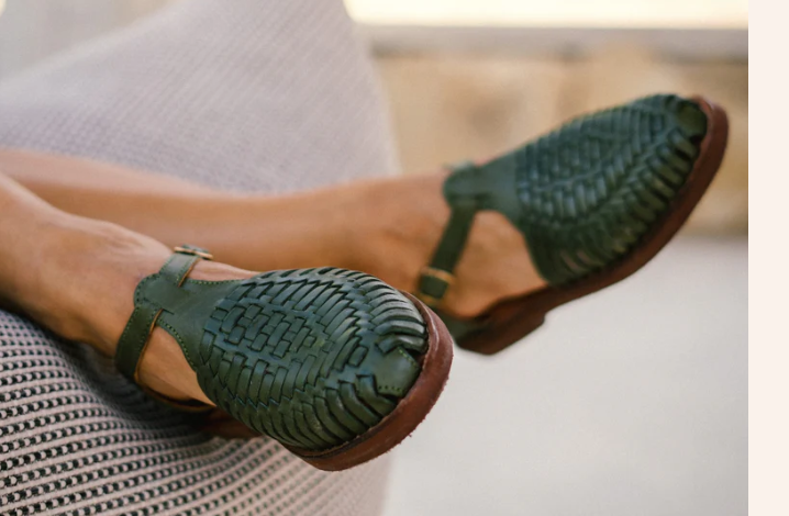 Sandale PEONIA  en cuir OLIVE MAPACHE