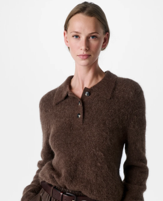Pull col Polo en Alpaga  Brown Y03-1021 ZENGGI