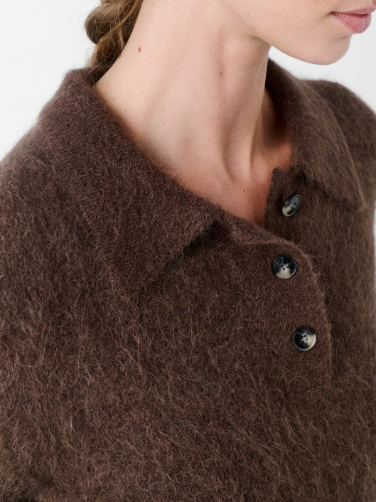 Pull col Polo en Alpaga  Brown Y03-1021 ZENGGI