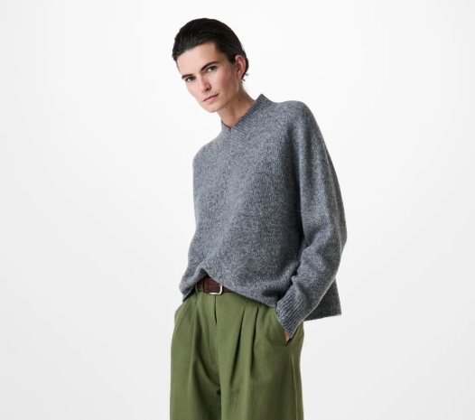Pull en Laine oversize en laine d'agneau et soie Y03-1020 Gris ZENGGI