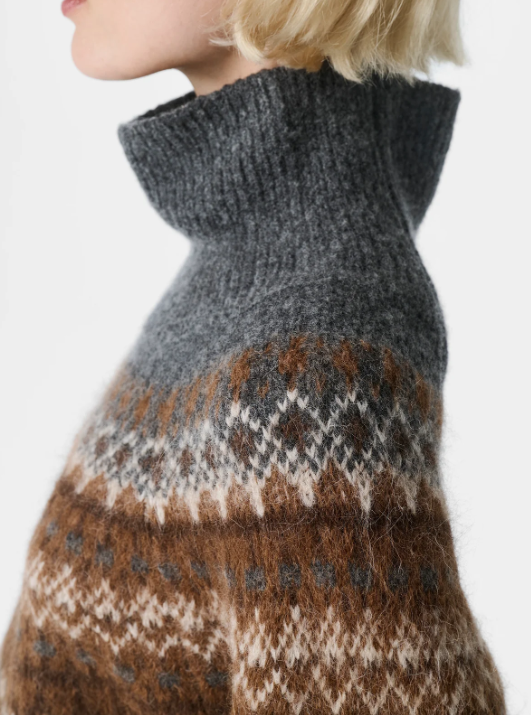 Pull col roulé jacquard en laine d'agneau Y03-1040 ZENGGI