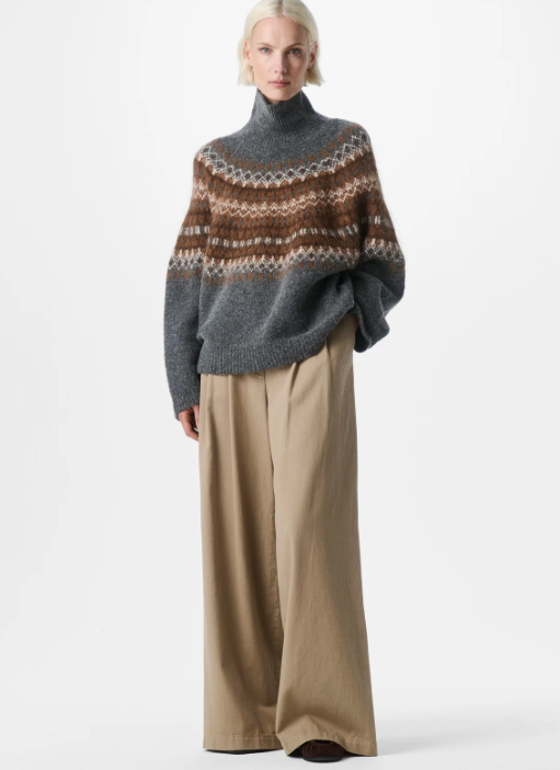 Pull col roulé jacquard en laine d'agneau Y03-1040 ZENGGI