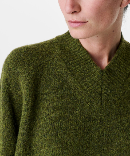 Pull en Laine oversize en laine d'agneau et soie Y03-1020 Green ZENGGI