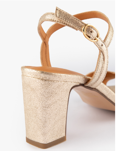 Sandale VIVIANE cuir pailleté  doré clair  MAISON TOUFET