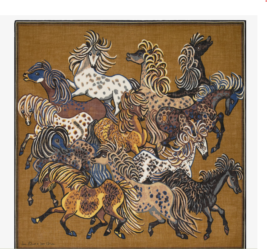 Carré  en laine 130 X 130 WESTERN Marron    Inoui Editions
