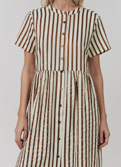 Robe Aliya Marron et Blanc LOLLYS LAUNDRY