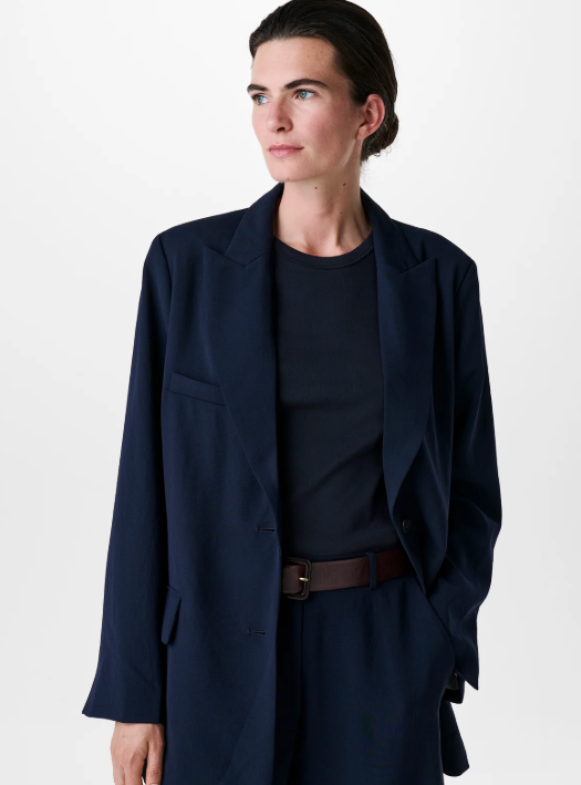 Blazer décontracté bleu en Crêpe japonaise ZENGGI Y08-1006