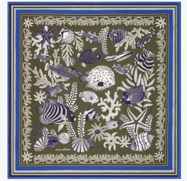 Carré 100 x 100 Neptune kaki Inoui Editions