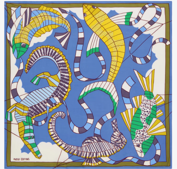 Carré 65 x 65 Cerfs Volants vert Inoui Editions