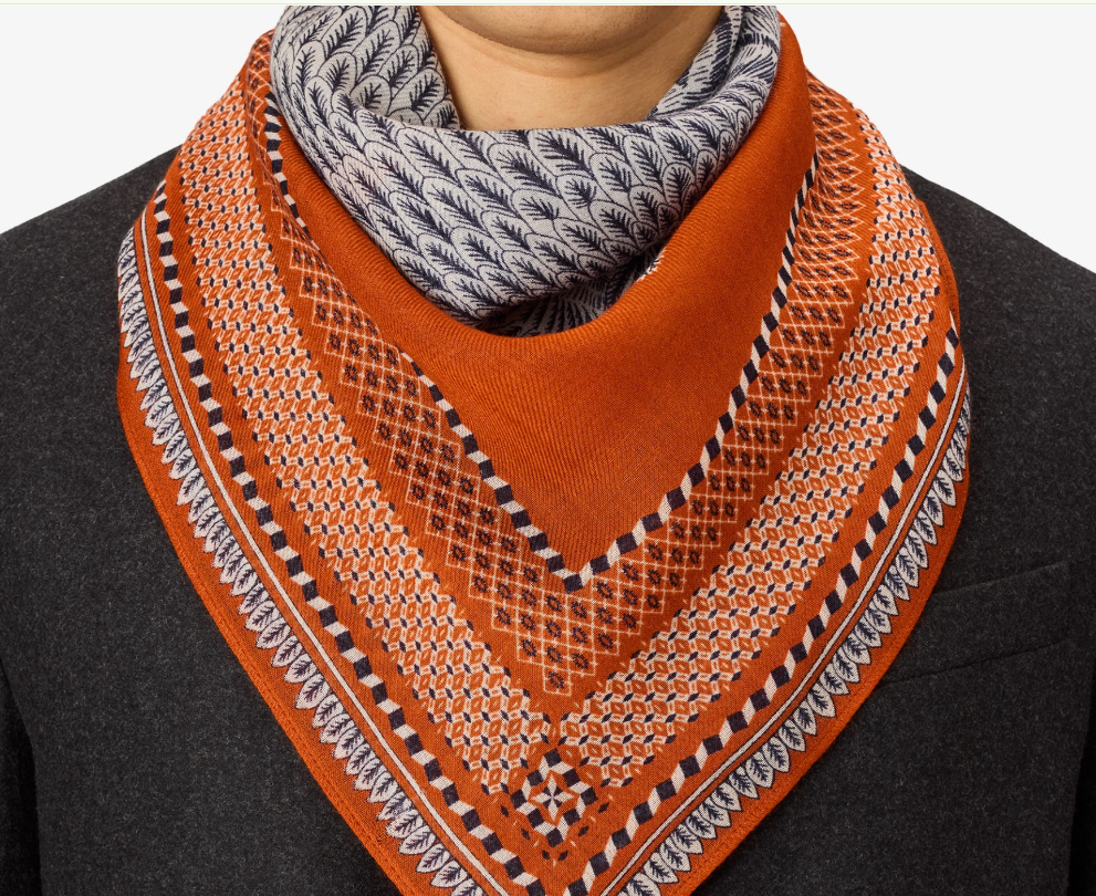 Carré  70 x 70 en laine CHOUETTE Terracotta  Inouï  EDITIONS