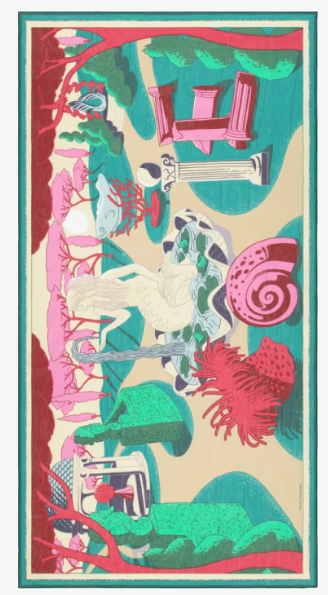 Étole 100 x 190 jardin fushia Inoui Editions