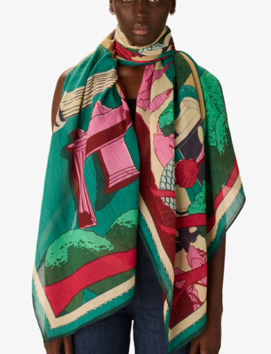 Étole 100 x 190 jardin fushia Inoui Editions