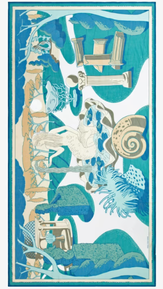 Étole 100 x 190 jardin turquoise Inoui Editions