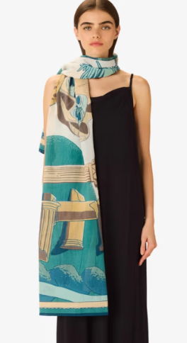 Étole 100 x 190 jardin turquoise Inoui Editions