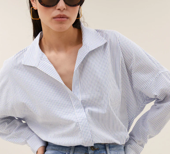 Chemise Jule à fines rayures bleues et blanches BY BAR