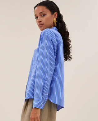 Chemise Lise à fines rayures bleues et blanches BY BAR