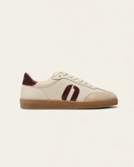 Basket Lucia écru ptyhon rouge ODAJE (ancien M MOUSTACHE)