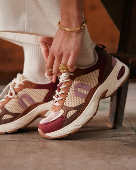 Basket Mae bordeaux beige rose ODAJE (ancien  M MOUSTACHE)