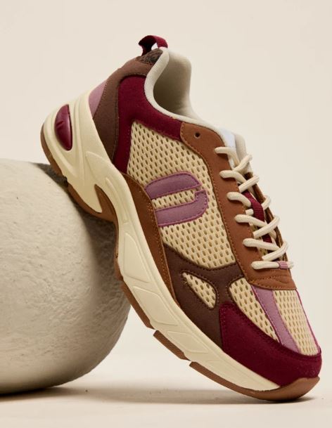 Basket Mae bordeaux beige rose ODAJE (ancien  M MOUSTACHE)