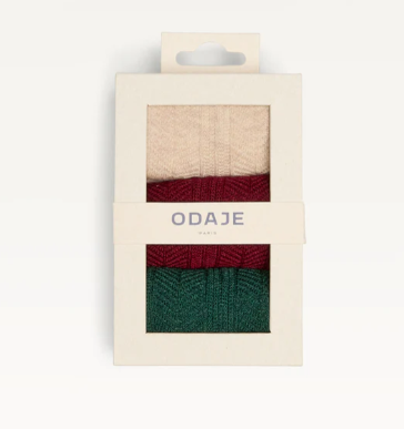 Pack de 3 Chaussettes Côtelé beige vert bordeaux ODAJE (ancien M. MOUSTACHE)