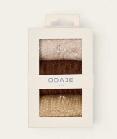 Pack de 3 Chaussettes Côtelé Doré marron et écru ODAJE (ancien M. MOUSTACHE)